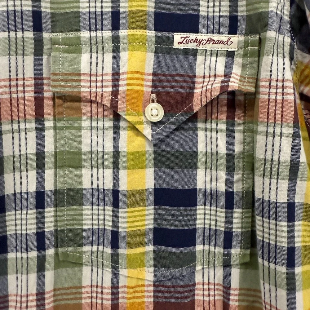 Vintage Lucky Brand‎ Shirt Mens L Sportwear Plaid Button Up Western Rodeo Cowboy